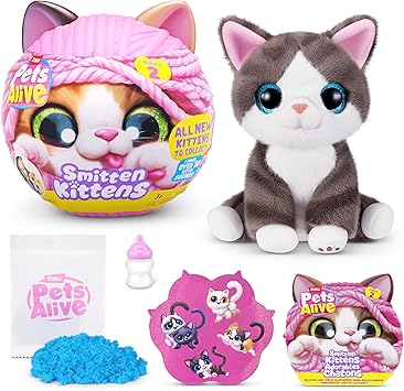 Pets Alive Smitten Kittens Series 2 (Dragon Li) by ZURU – Interactive Plush Cat Toy with 10 Sounds, Surprise Unboxing, Soft Collectible Pet for Ages 3+