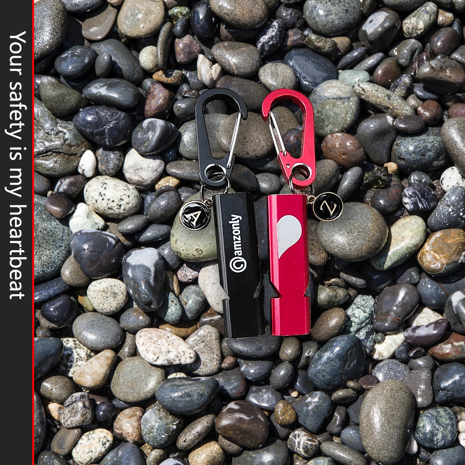 Amzonly Silbatos de emergencia, silbato de seguridad de 120 dB con clip de mosquetón para llavero, supervivencia fuerte para camping, senderismo, barco, 2 unidades, color negro