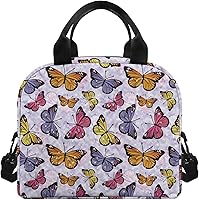 Vista 2 de doginthehole Bolsa de almuerzo colorida de mariposa para mujer, organizador para la escuela, trabajo, picnic, bolsa de almuerzo reutilizable