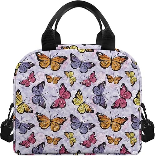 Miniatura 2 de doginthehole Bolsa de almuerzo colorida de mariposa para mujer, organizador para la escuela, trabajo, picnic, bolsa de almuerzo reutilizable con