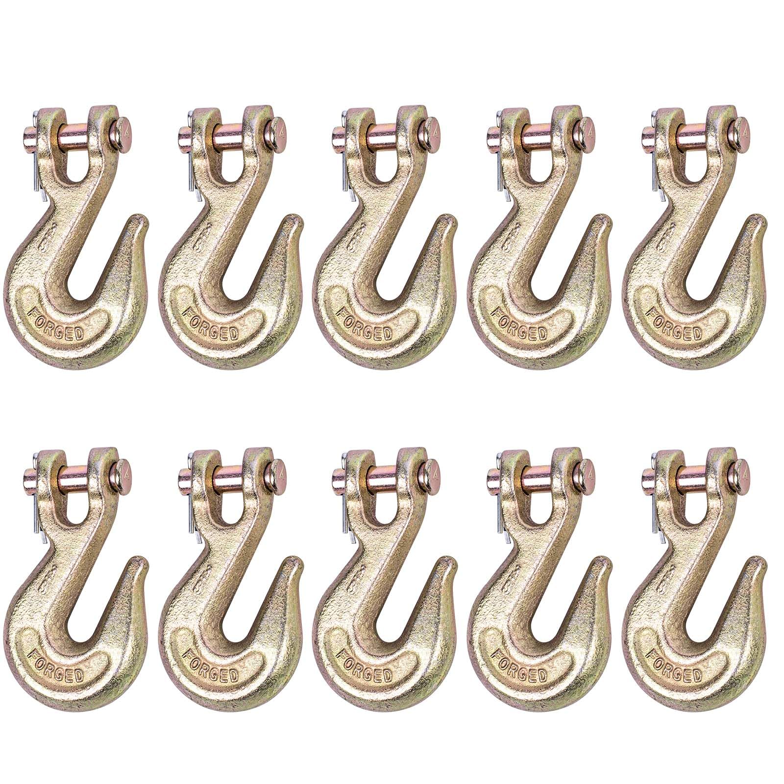 Lot de 10 crochets de chaîne à chape de 9,5 mm robustes pour remorquage, remorque, camion, charge maximale de 3 220,5 kg