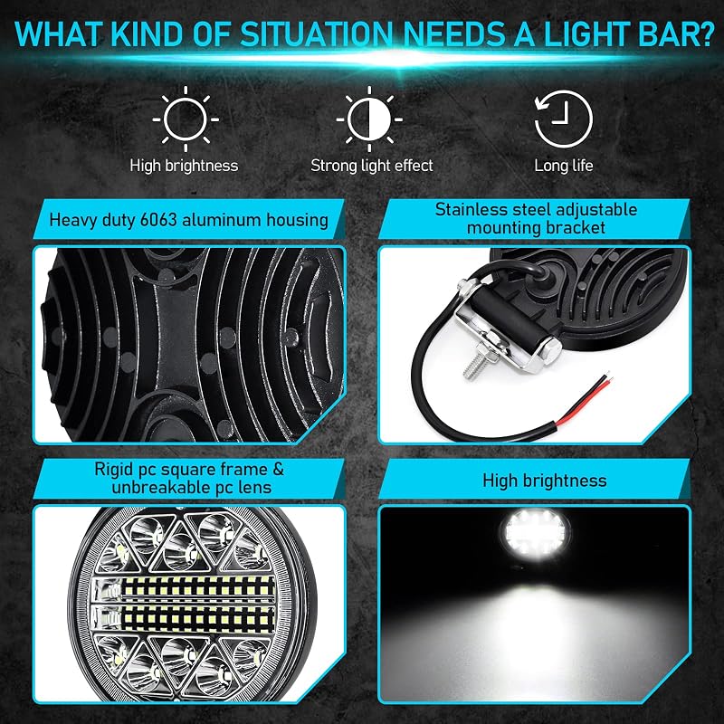 Dinfu 102W LED Munkalámpa Szett 2db - Univerzális Vízálló Fényszóró Traktorhoz, Terepjáróhoz, SUV, ATV, Teherautóhoz 12V/24V 15000LM IP67