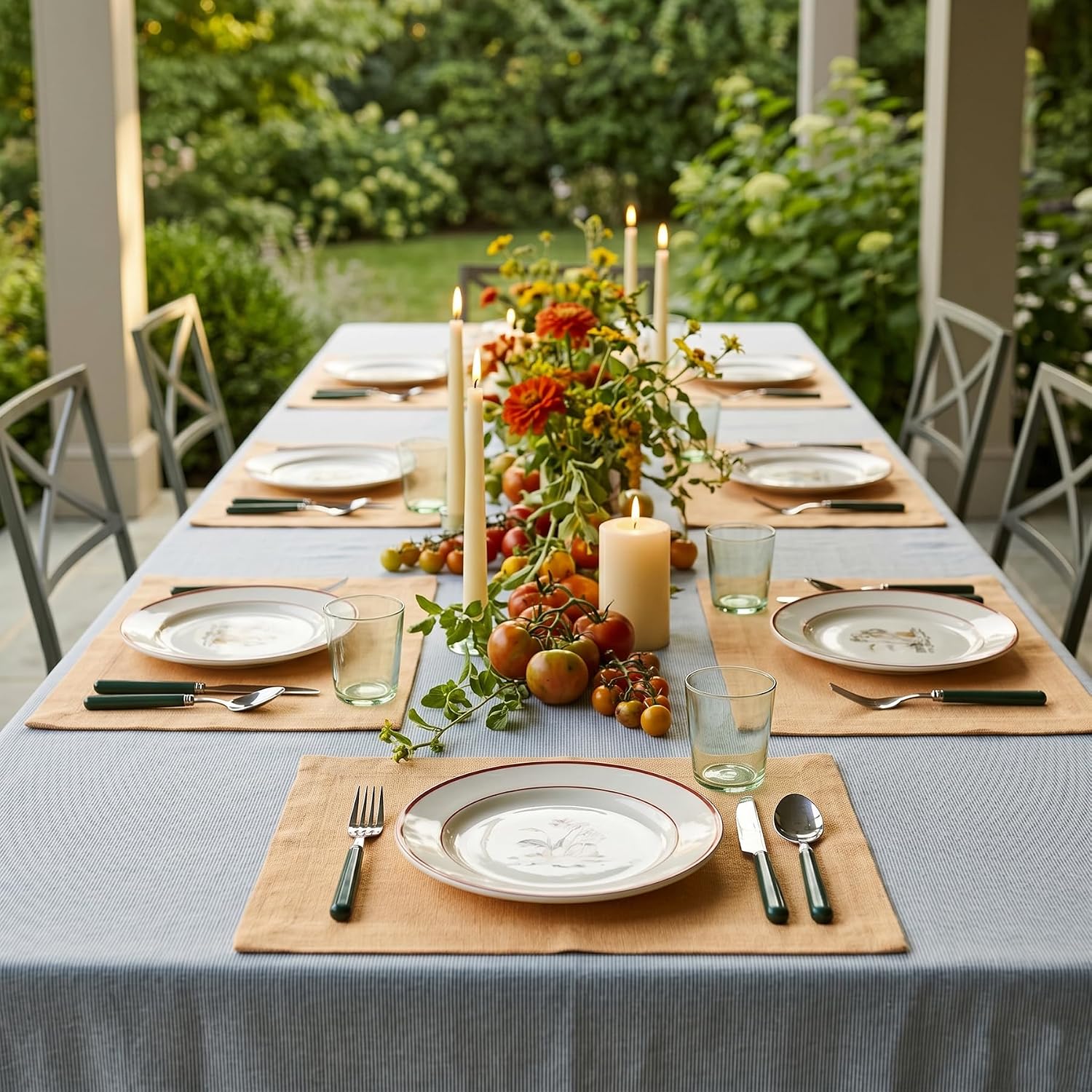 Solino Home Linen Cloth Placemats Set of 4-100% Pure Linen Peach Placemats 14 x 19 Inch for Spring, Summer - Fete