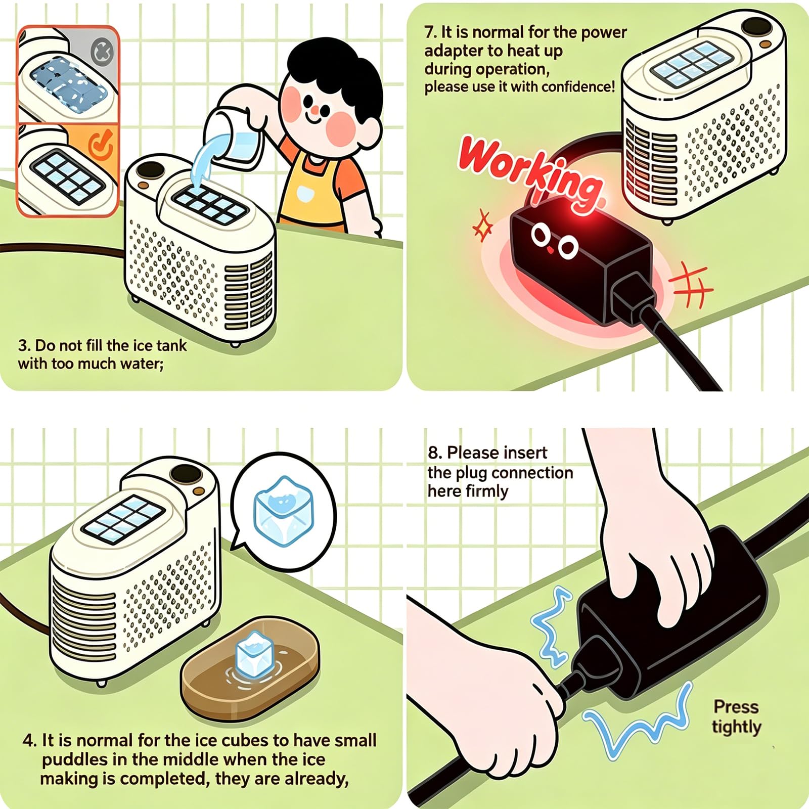 Máquina Para Hacer Cubitos De Hielo De 120 W, Mini Máquina De Hielo Portátil Con Bandeja Para 8 Cubitos, Preparación Rápida En 15 Minutos, Perfecta Para El Hogar, La Oficina, Camping Y Fiestas