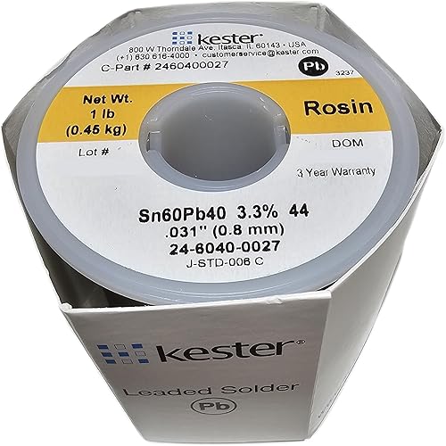 Miniatura 2 de KESTER SOLDER 32117 24-6040-0027 60/40 soporte, 0.031 pulgadas de diámetro, "44", 1.5" B ((0.031" diámetro, "44", 1.5"), paquete de 5
