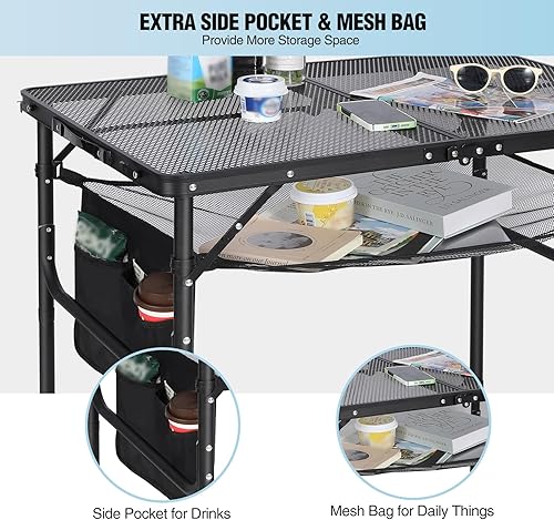 Miniatura 5 de RedSwing - Mesa plegable para parrilla de camping, mesa de soporte de parrilla portátil de aluminio para camping al aire libre, picnic, barbacoa,