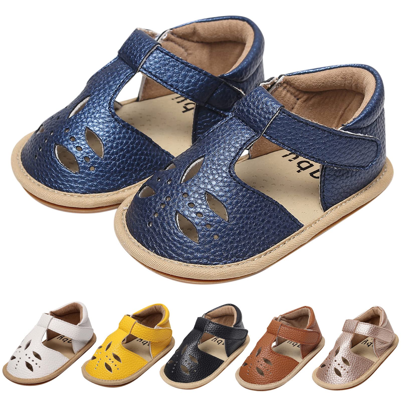 Baby Infant Boy Girl Sandals Shoes First Walking Shoes Soft Anti-Slip Rubber Sole Sneakers Fashion (White, 5 Toddler)