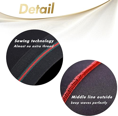 Miniatura 4 de ForceWave Wave Cap, Silky Stocking Wave Cap for Men Women, Black Wave Compression Cap for 360 Waves, 2-Pieces