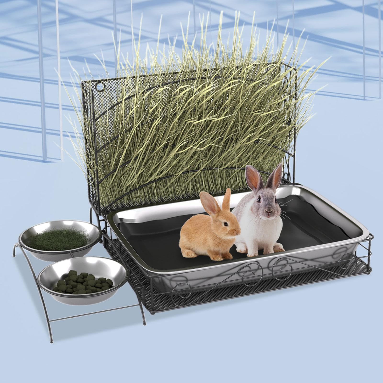 Comedero de heno for Conejos con Caja de, Pesebre de heno for Conejos, Desmontable for Conejos, Chinchillas, Animales pequeños, conejo/1315