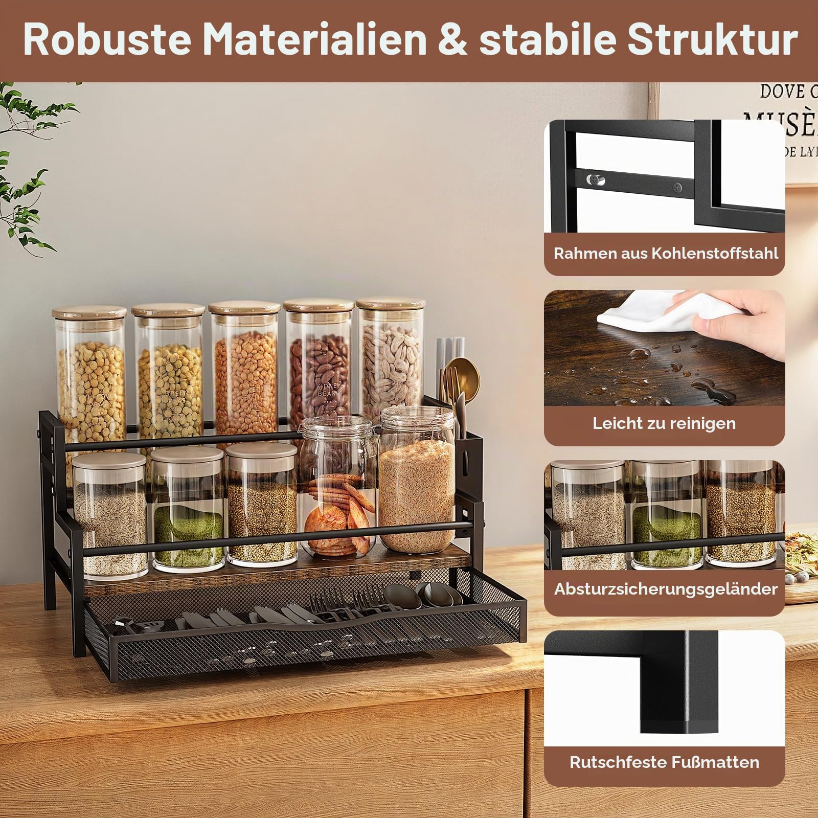 Flaschenregal, Flaschenhalter für Küche Schrank Flaschen Organizer, Kühlschrank Getränke Organizer, 2 Schichten Stanley Cup Zubehör für 8 Becher, mit 