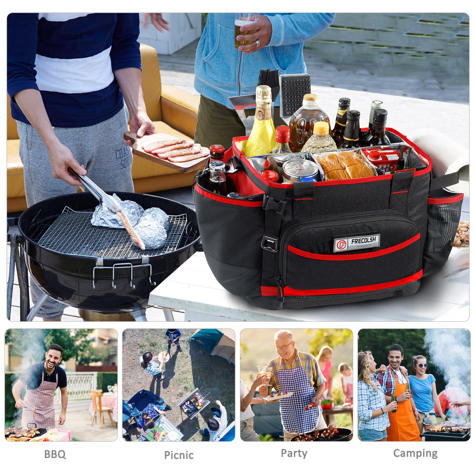 Blackstone Przenośna torba do przenoszenia z twardą podstawą, duża torba do przechowywania na grill, piknik, przybory kuchenne, akcesoria do grillowania, prezenty do grillowania
