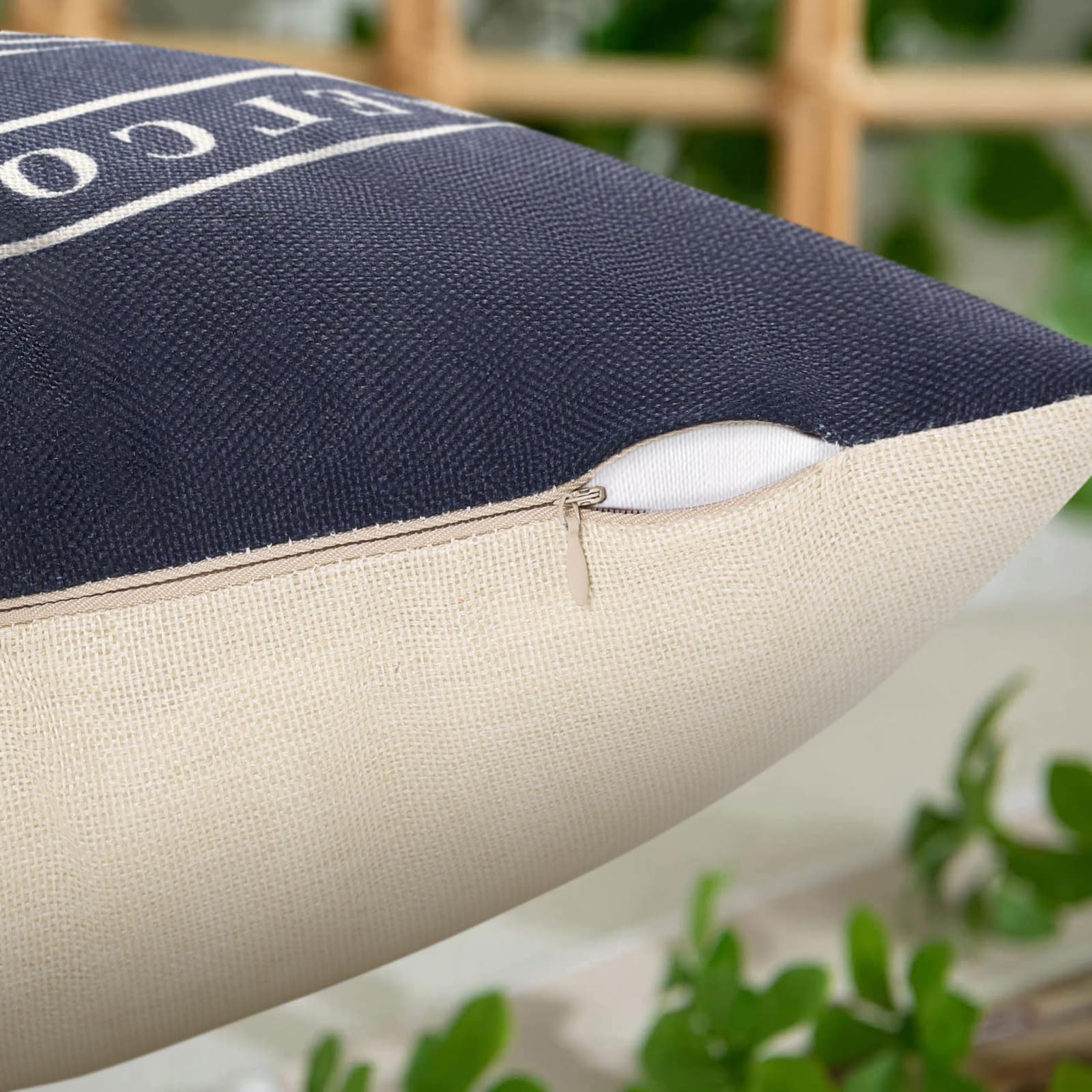 Bageyou - Federa per cuscino con ancora in stile nautico, con sfondo in legno, per la casa, quadrata, 50,8 x 50,8 cm