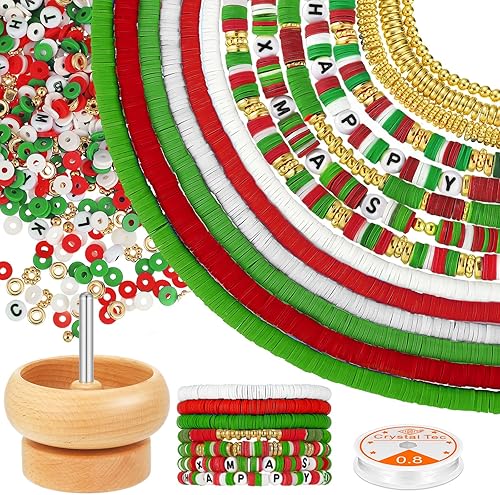 Zonon 3700 cuentas de arcilla para Navidad de Halloween con cuentas giratorias, cuentas de arcilla Heishi de Navidad con cuentas de letras disponible en Yaxa Peru