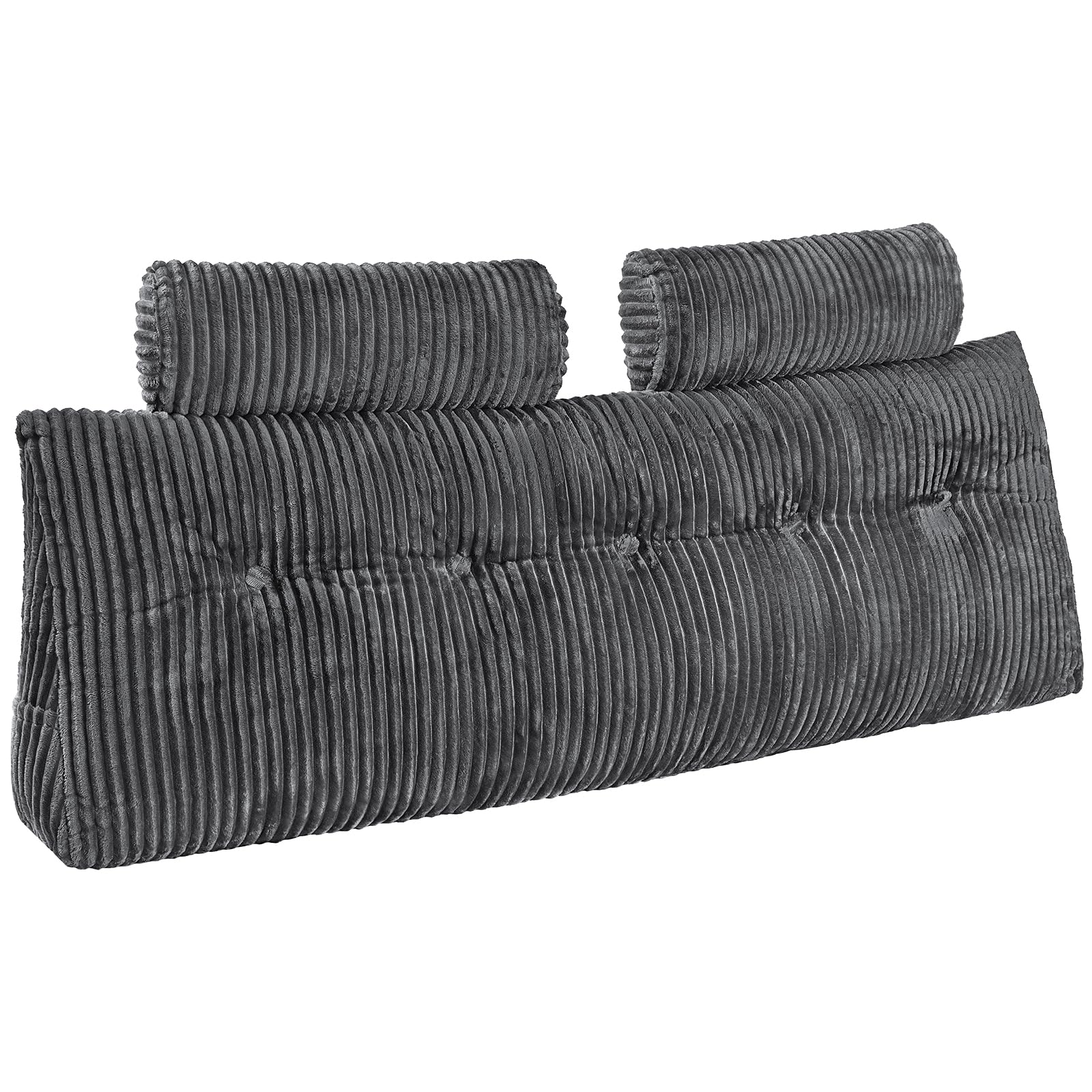 VEVOR Cuscino per Testiera, Cuscino a Cuneo Queen Size da Letto con 2 Tasche Laterali 2 Poggiatesta, Supporto a Cuneo per Letto Tessuto di Flanella Lavabile, Supporto Lombare per Leggere, Riposare