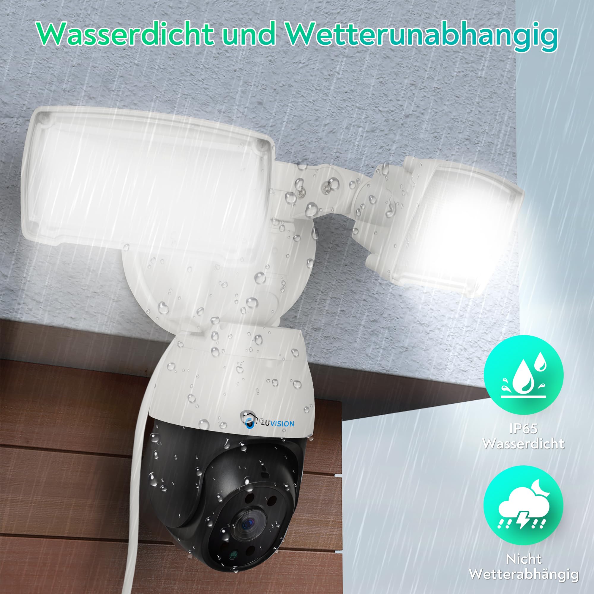 WLAN Überwachungskamera | Sicherheitskamera mit Nachtsicht | Lampe Flutlicht | Kamera Außen Beleuchtung | mit AI Bewegungsverfolgung & App-Steuerung | Smart Home Sprechanlage (mit Netzteil)