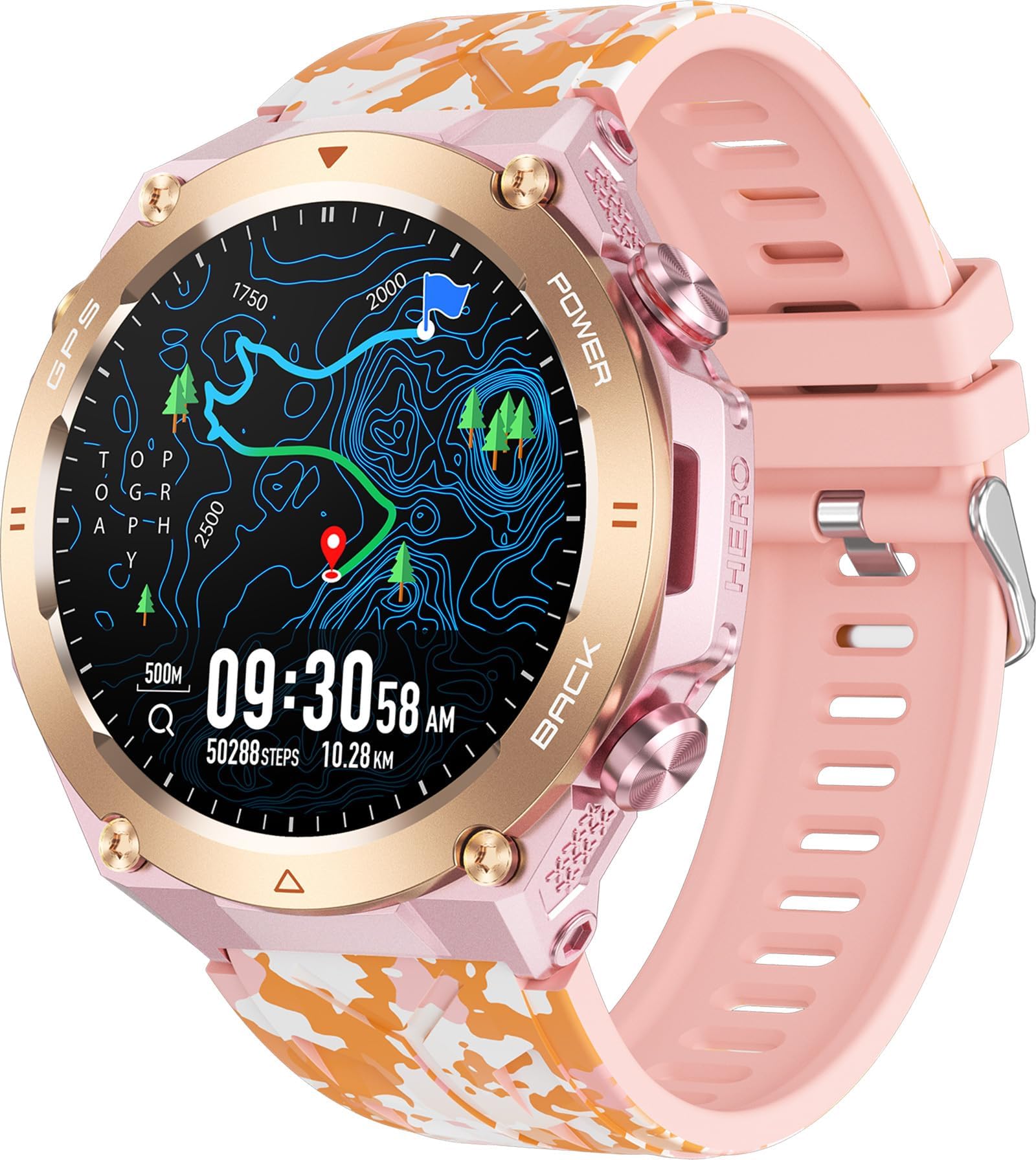 findtime Orologio da polso da uomo e da donna, GPS, orologio militare con bussola, barometro, funzione di telefono, tracker del sonno, fitness, contapassi, orologio sportivo per attività all'aria