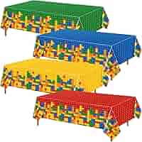 LINHAXM 3 Pack Building Block Party Tablecloths - Disposable Plastic, 54 X 108 Inch, Waterproof For Kids Birthday 3 thumbnail image