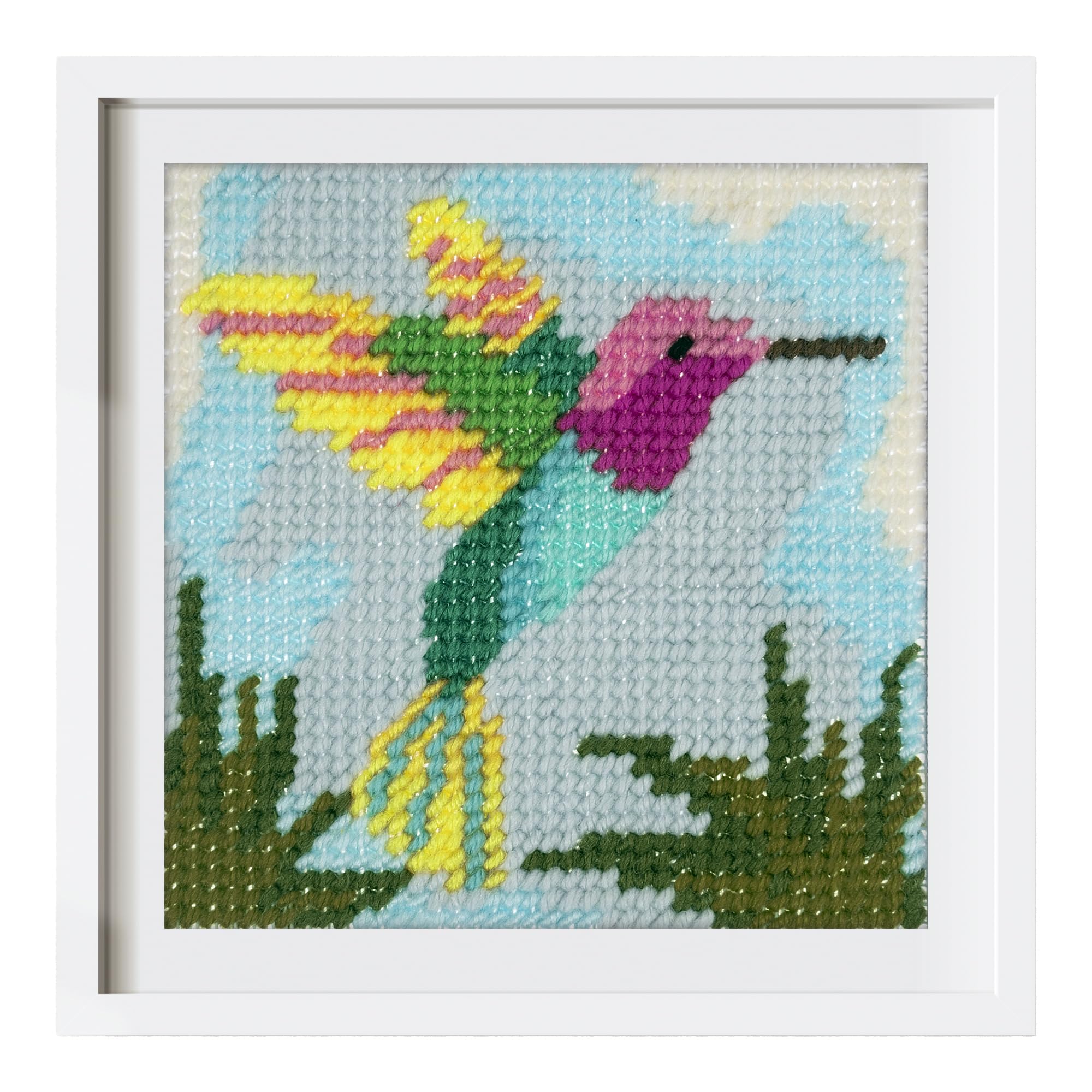 Trimits Half Stitch/Tapestry Kit - Hummingbird Design on 6 Count Printed Canvas (20.5 x 22.9cm) with Yarns, Needle and Instructions - A Great Introduction to the Art of Tapestry.