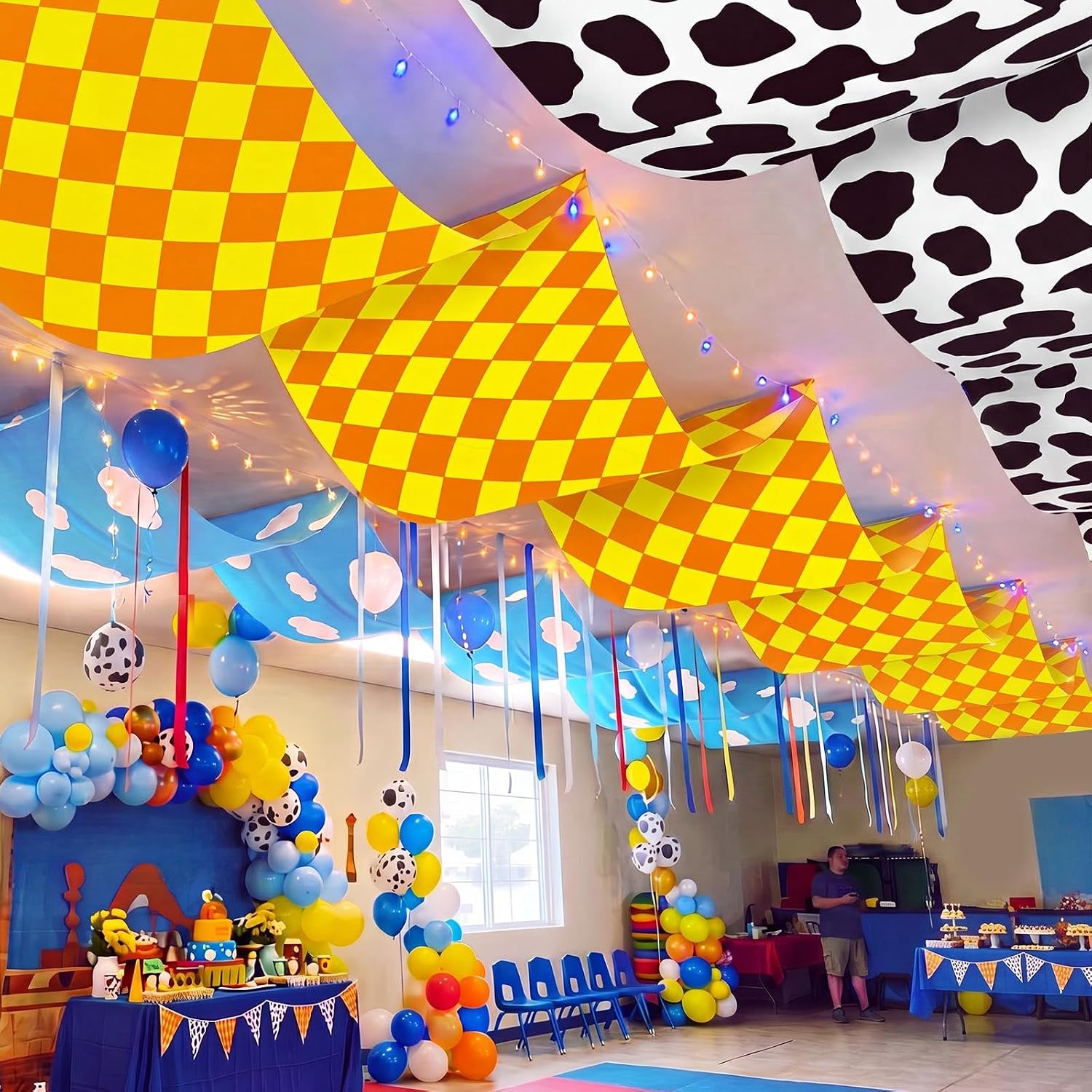 Feifeiya 3 Pcs 36 Ft Cartoon Story Party Banner Cow Cloud Print Classroom