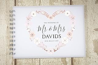 Personalised Wedding Guest Book Pink Roses