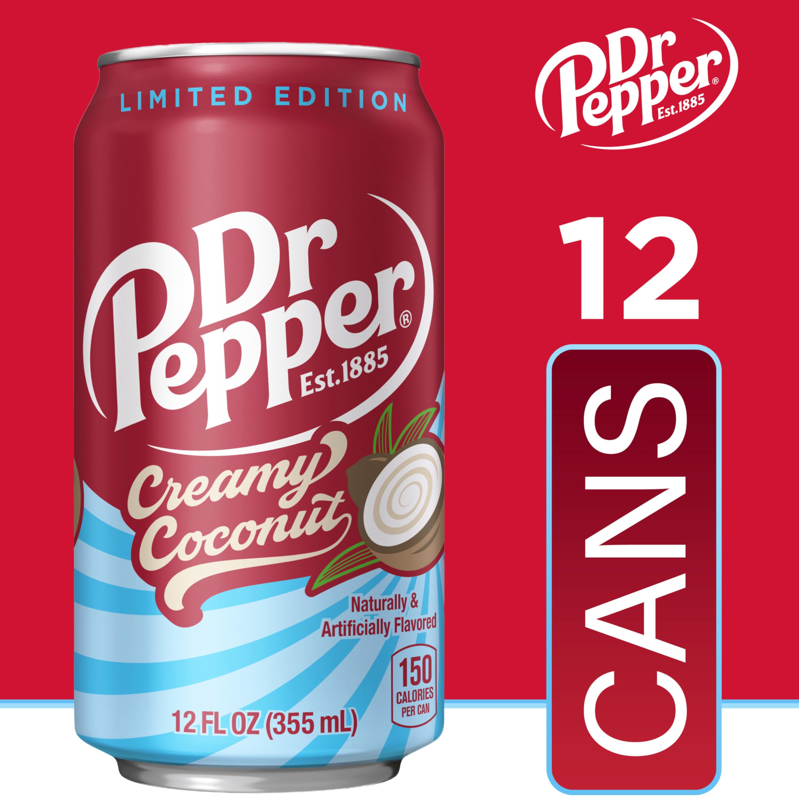 Dr Pepper Soda crémeux à la noix de coco, canettes de 355 ml, paquet de 12