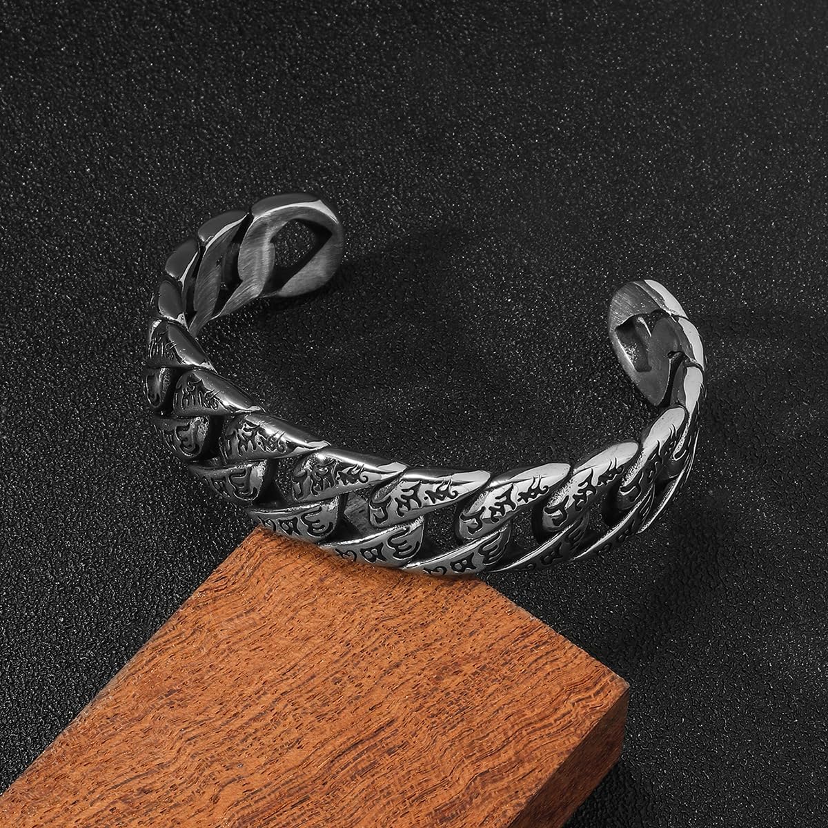 Tibetan Om Mani Padme Hum Cuff Bracelet, Stainless Steel Six-word Mantra Bangle Bracelets, Yoga Meditation Jewelry Gift for Men Women - Image 7