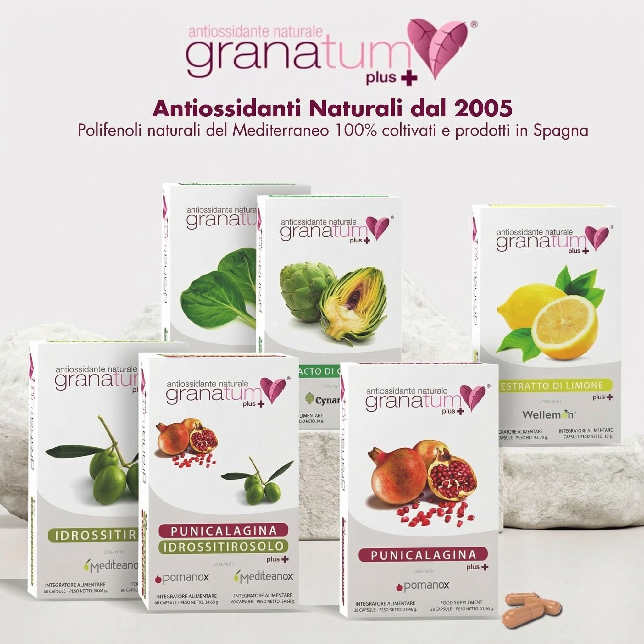 Granatum Plus - Punicalagina Plus - Integratore Alimentare - Estratto di Melagrane - Integratore Antiossidante - Digestione e Metabolismo - Cura Pelle - Prodotto in Spagna