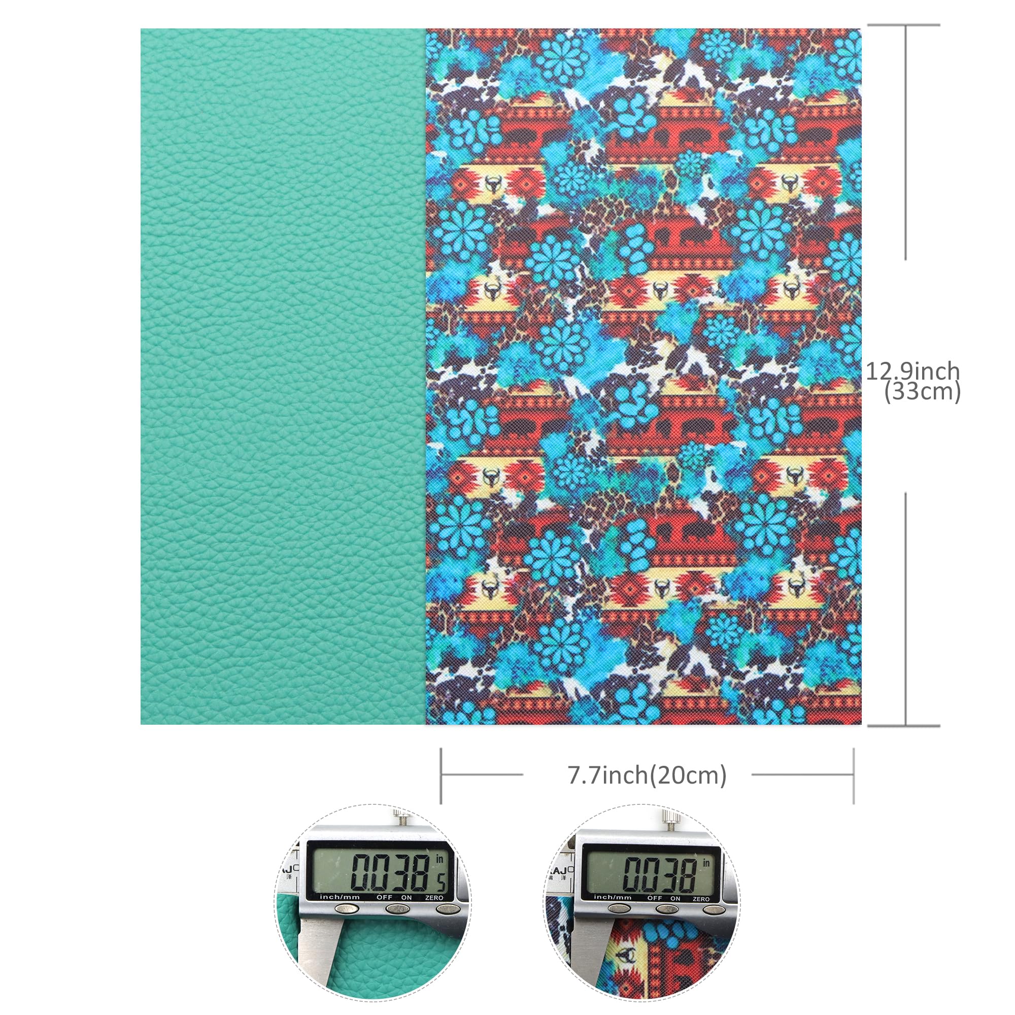 David accessories Hojas de piel sintética con patrón de vaca, tela de piel sintética, parte trasera de lona, 5 piezas de 20 cm x 33 cm para manualidades (A)