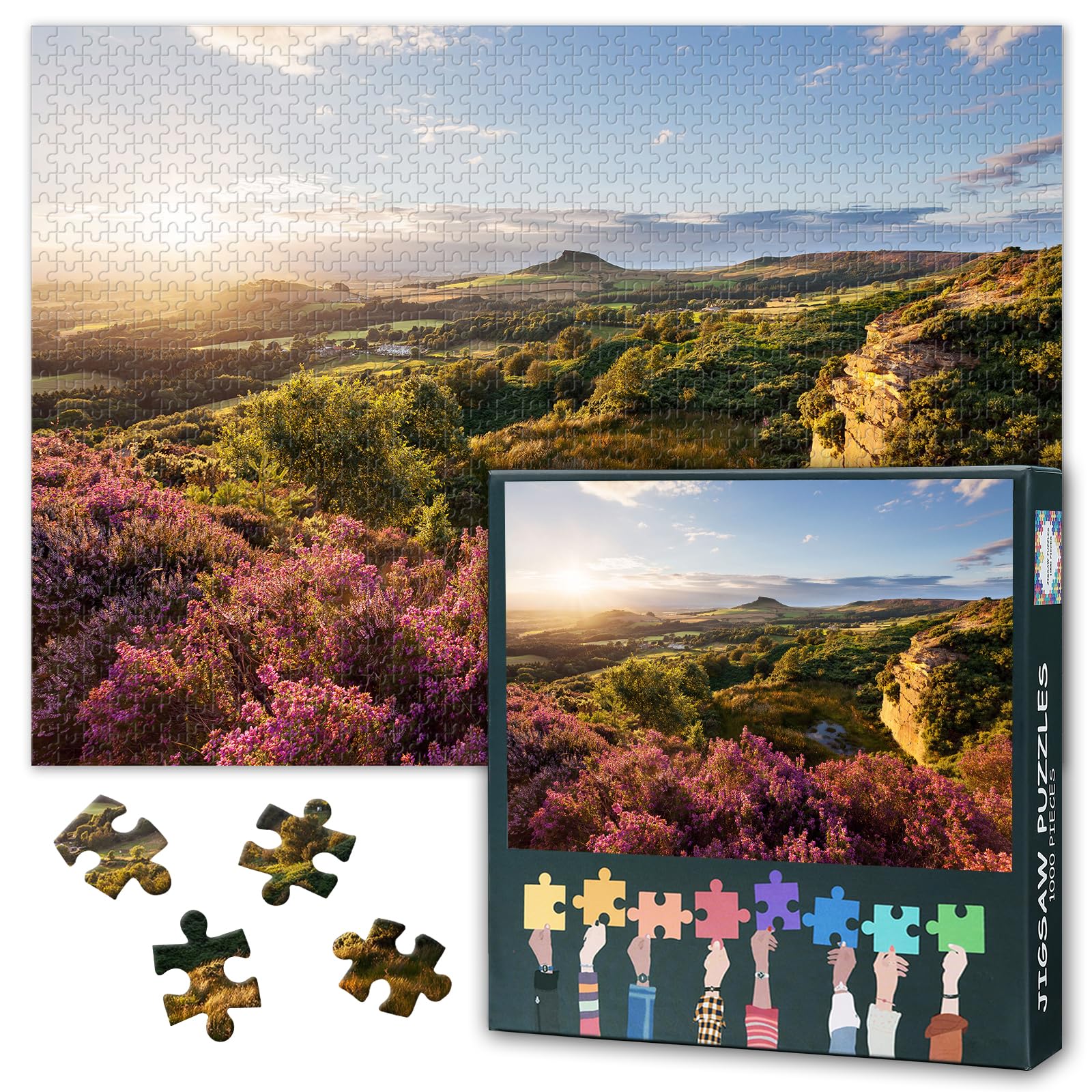 Puzzles for Adults 1000 Pieces, North York Moors National Park Jigsaw Puzzles, Cockshaw Hill Adult Puzzle for Adults, Educational Fun Games or Toys for Elders Friends 20X27 INCH