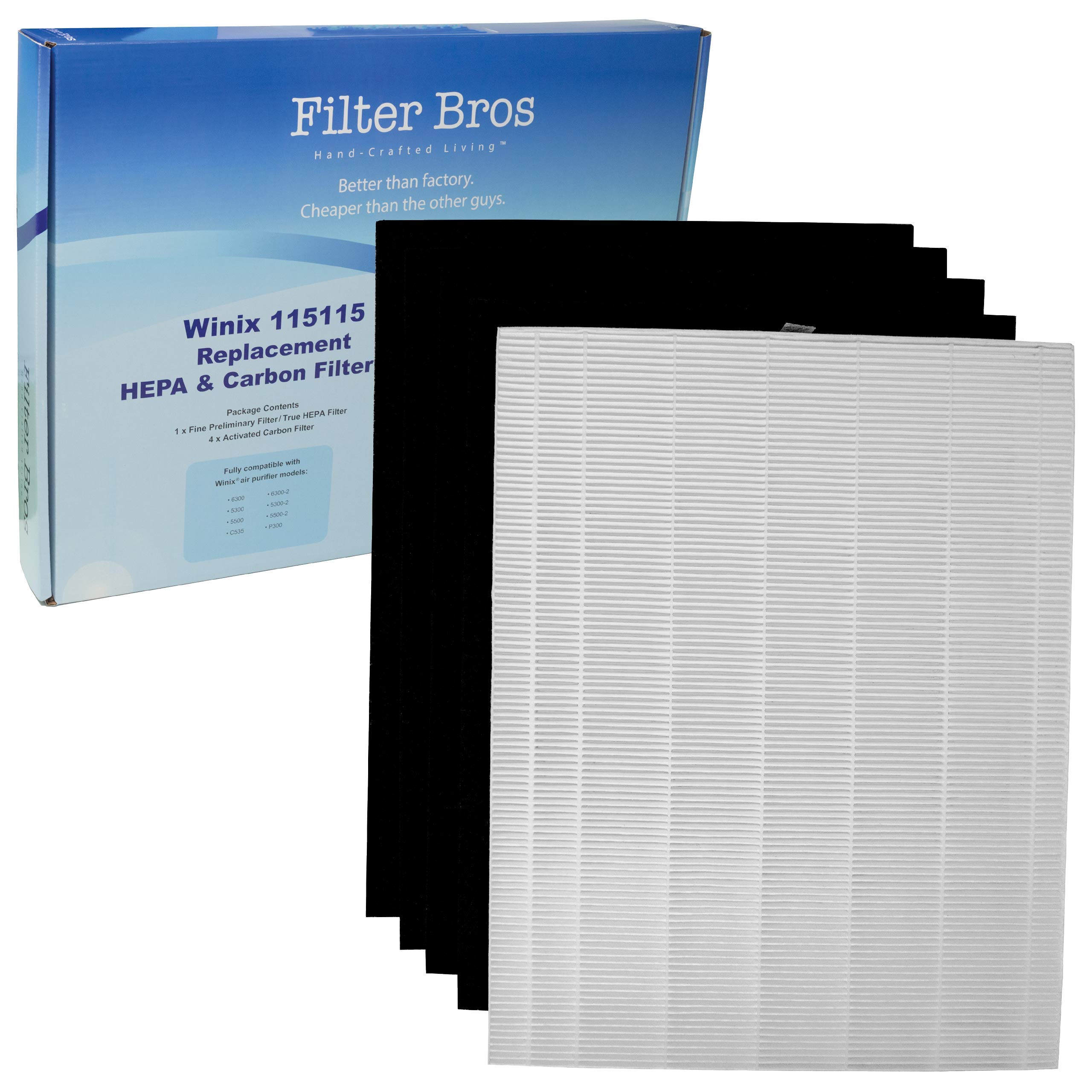 Filter Bros 115115 Replacement HEPA Filter A Fits Winix Plasmawave 5500-2 5300-2