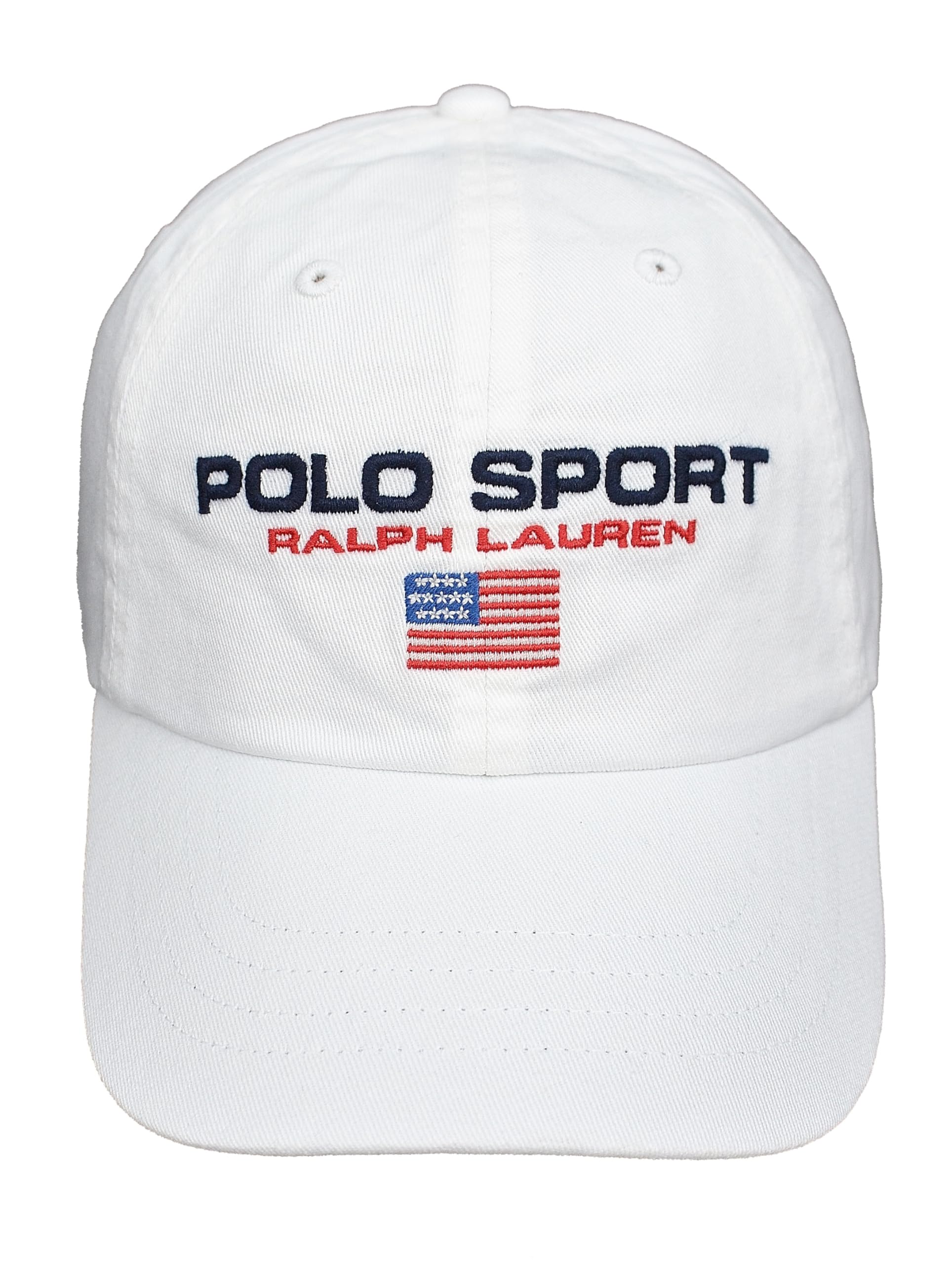 Ralph Lauren Baseball Cap Weiß, Baumwolle, ONE SIZE, gestickter Schriftzug und Flagge