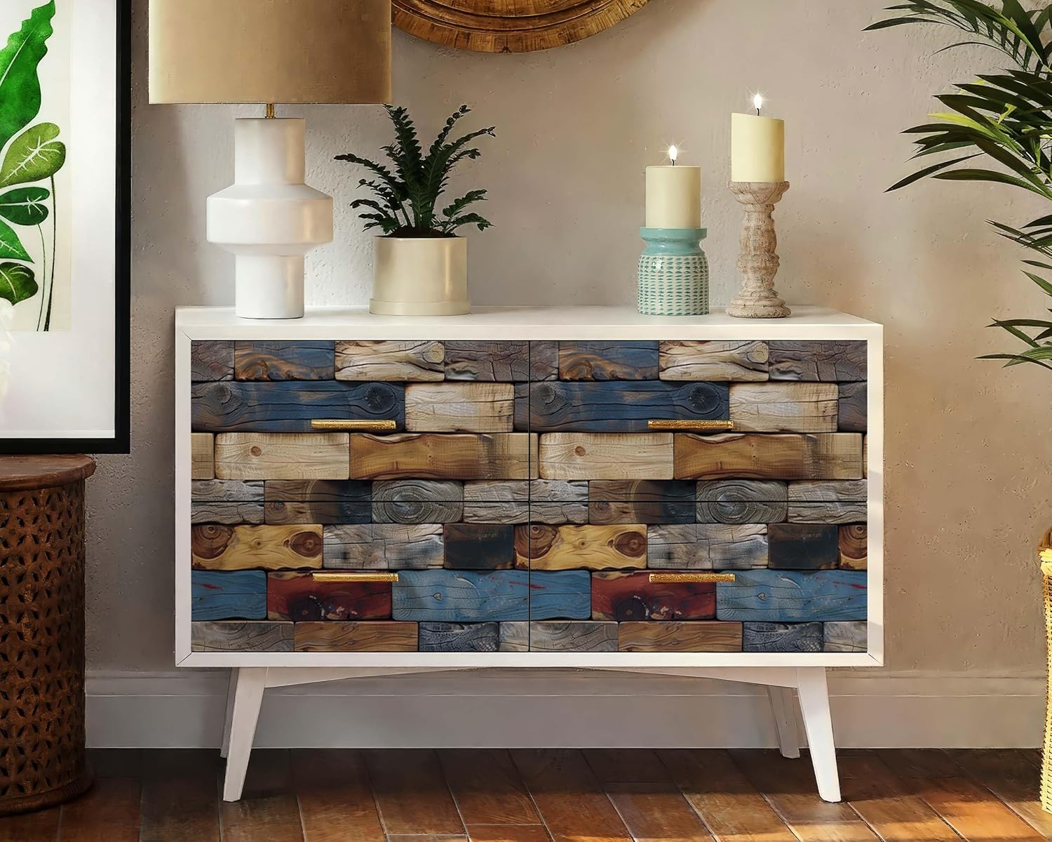 FLFK Wood Bricks Wallpaper Peel and Stick Wood Wall Paper Self Adhesive Removable Wallpaper for Bedroom Living Room Kitchen Office Apartment Decor 16"x128"