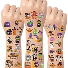 300pcs Sheets Halloween Temporary Tattoos for Kids, Cute Waterproof Fake Tattoos for Boys Girls, Pumpkin Witch Skeleton Ghost Spider Bat Halloween Party Favors Supplies, Trick or Treat Decorations