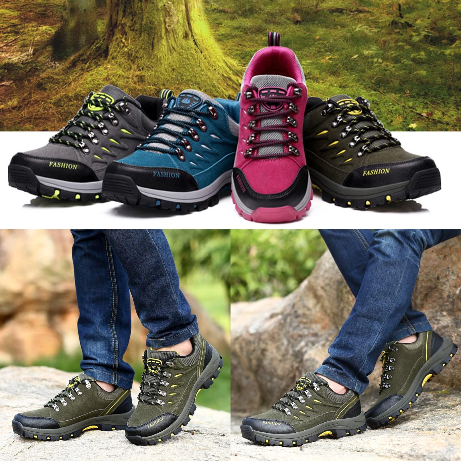Chaussures de Randonnée Femme Homme, Chaussure de Marche Trekking Montagne Sport Chaussures de Trail Running Extérieure Antidérapant Semelle Impermeable Légères