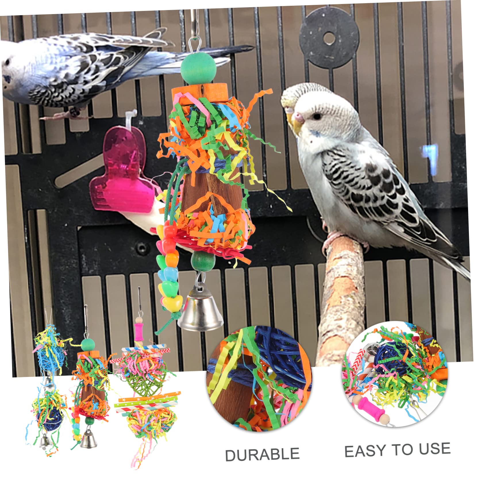 POPETPOP 20pièces Jouet à Mâcher pour Oiseaux Accessoires De Cage pour Perroquets Jouet Amusant Et Naturel pour Inséparables Et Calopsittes Couleurs Aléatoires
