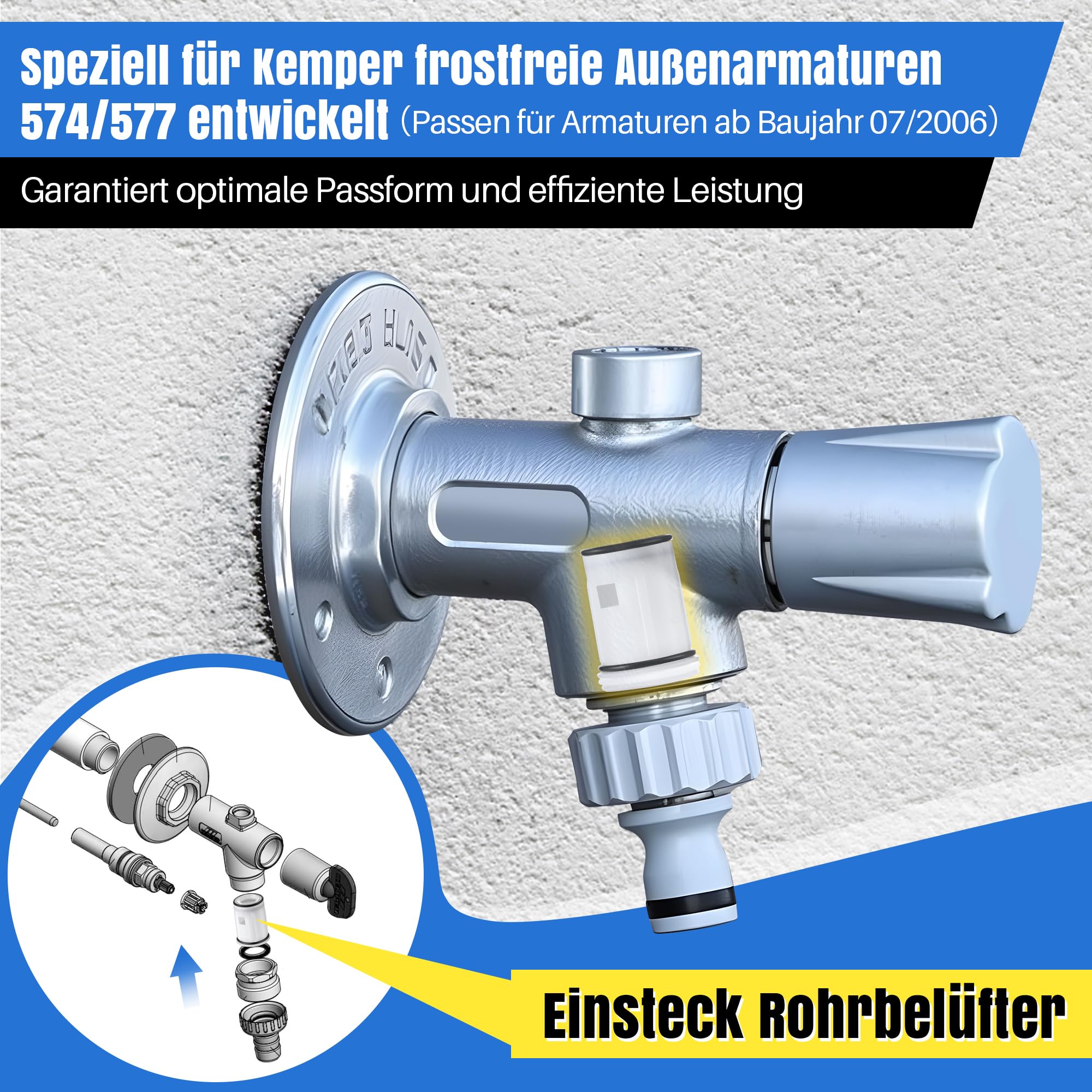 Enhon Einsteck Rohrbelüfter Kompatibel mit Kemper Frostsichere Außenarmatur 574/577, Rohrbelüfter, Einfache Installation Wechsel, Wasserlecks vermeiden