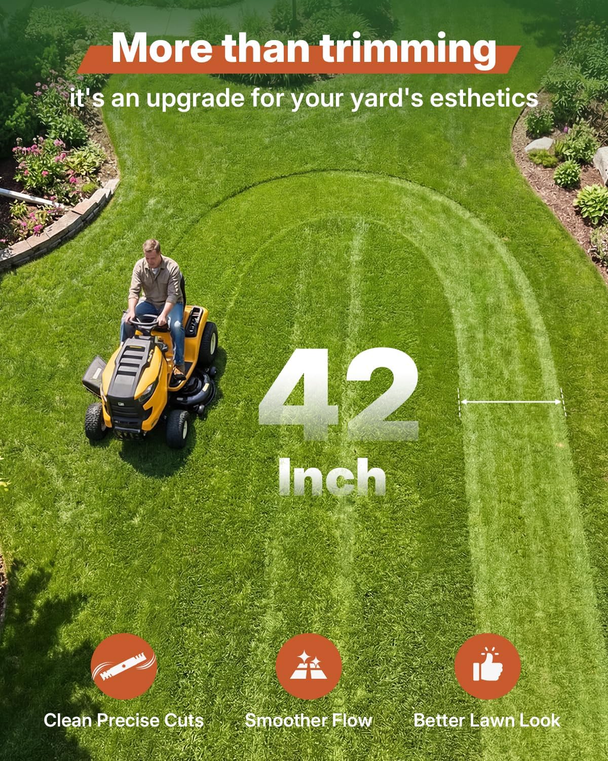 942-04308 Lawn Mower Blades for Cub Cadet Troy Bilt Craftsman 42" Deck Riding Mower, 6 Star Hole High Lift 42 inch Mulching Mower Blades, Replace 942-04308A, 942-04312, 742-04312,742-04308A(2Pack)