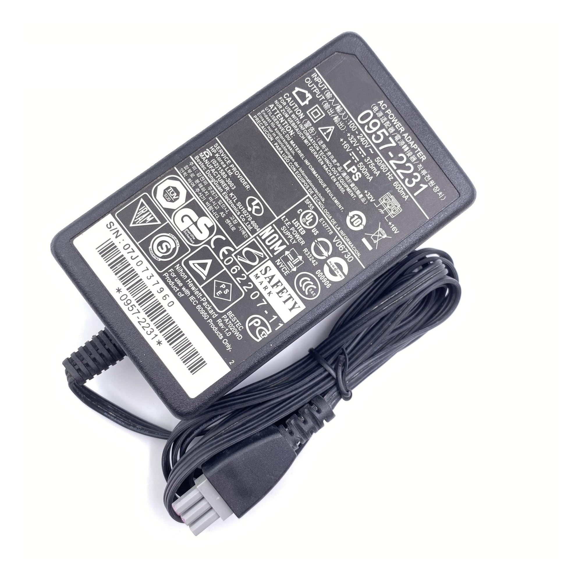 Chargeur adaptateur secteur 0957-2231, 32 V, 375 mA, 16 V, 500 mA, compatible avec HP D1420, D1430, D1460, D2430, D2460, F2120, F2140, F2240, F2280, F2290