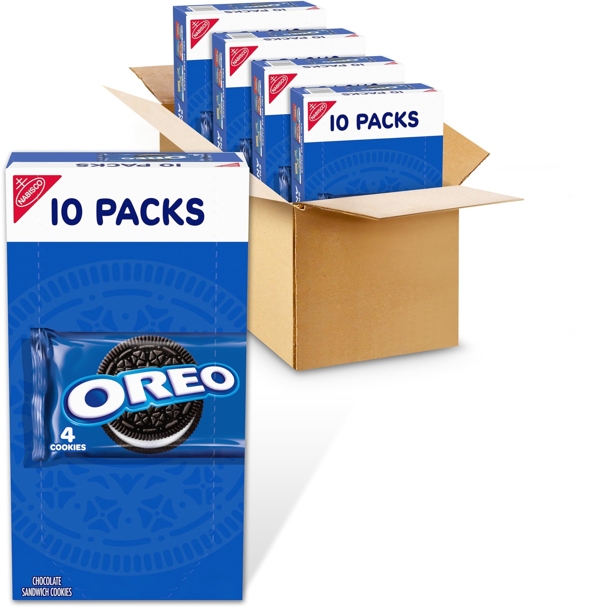 OREO Chocolate Sandwich Cookies, 40 Snack Packs (4 Cookies Per Pack, 4 Boxes) NEW