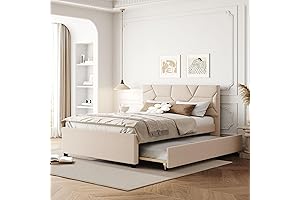Cozy up Queen Bed with Twin Trundle, a Full-Size Haven of Comfort and Convenience