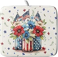 Vista 89 de Tapete de secado de platos con diseño de pájaro rojo de Feliz Navidad, absorbente y de secado rápido, protector para encimera de cocina, 18 x 24