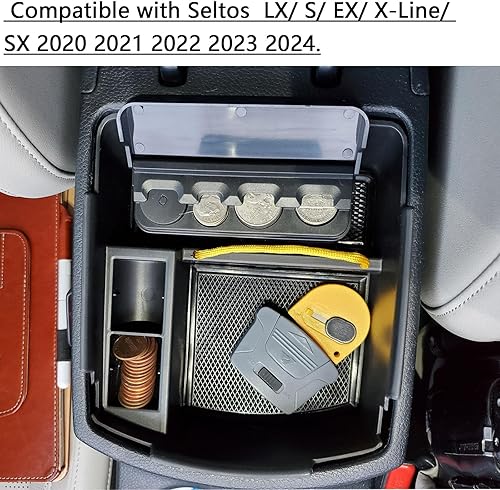 Miniatura 6 de TACORBO - Organizador de consola central compatible con KIA Seltos 2020 2021 2022 2023 2024, accesorios Seltos LXSEXX-LineSX, almacenamiento