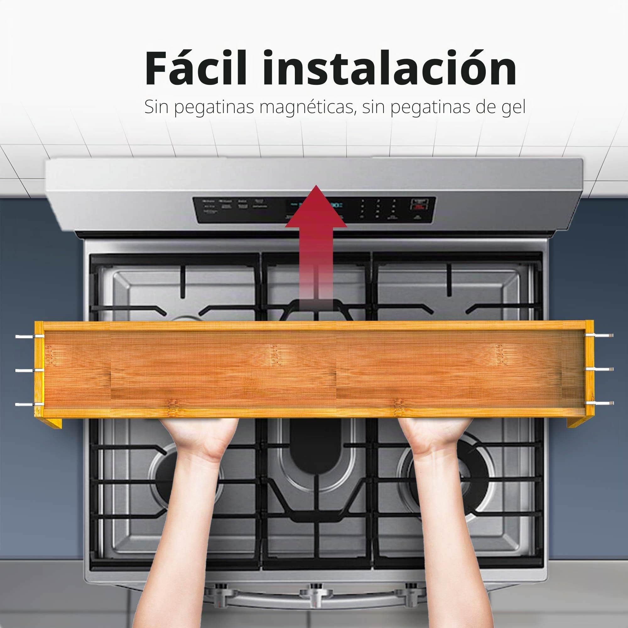 IIIOIIIA Estante organizador de especias de bambú para cocina, estante organizador de especias de 31.5 pulgadas con 6 ganchos, encimera de almacenamiento adicional de 11.4 pulgadas de altura, fácil de