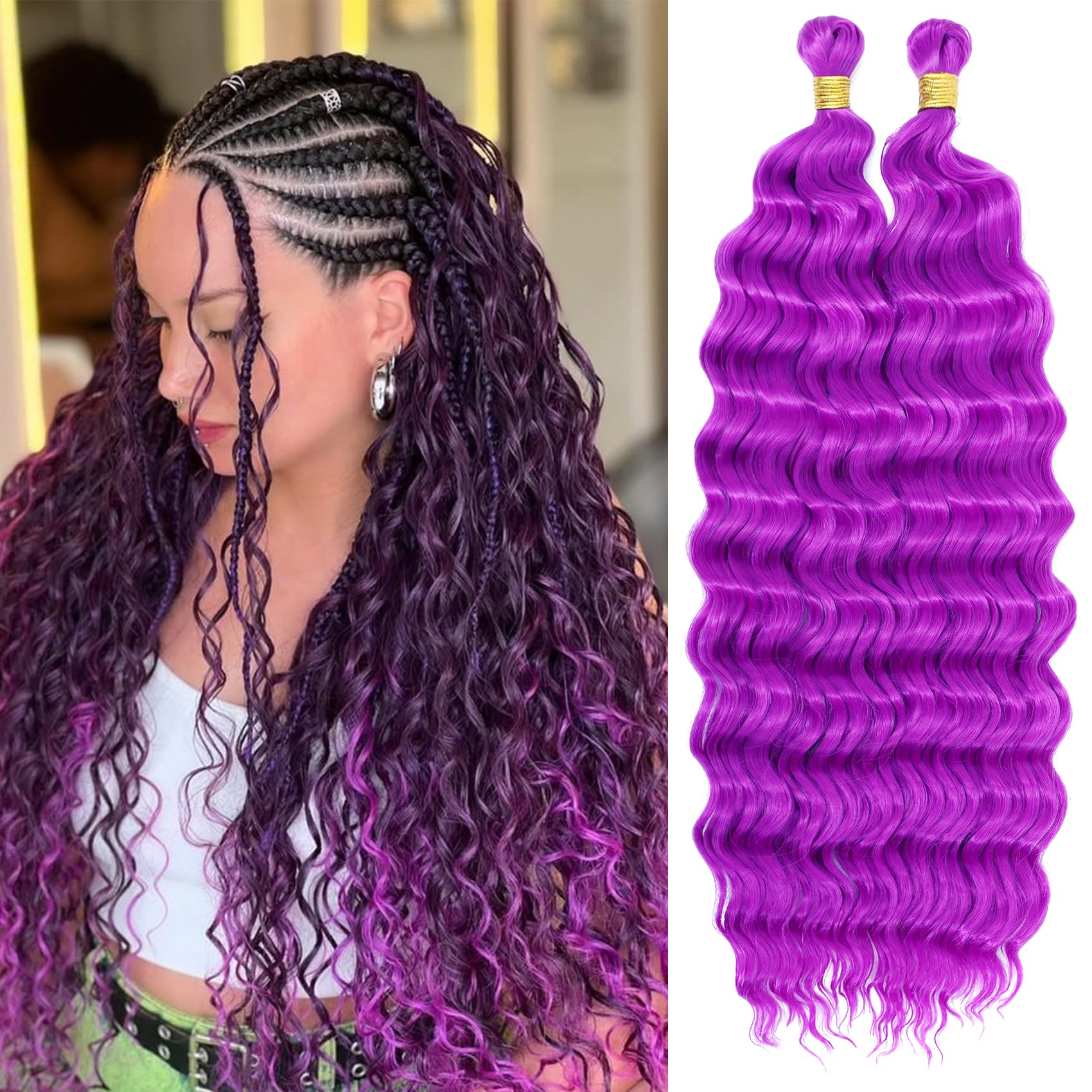 NEW ! Women Long Wig 18 Inch Curly Purple Amazon.com : YBYMCAI Long Purple Wavy Wigs for Women Middle  main image 4