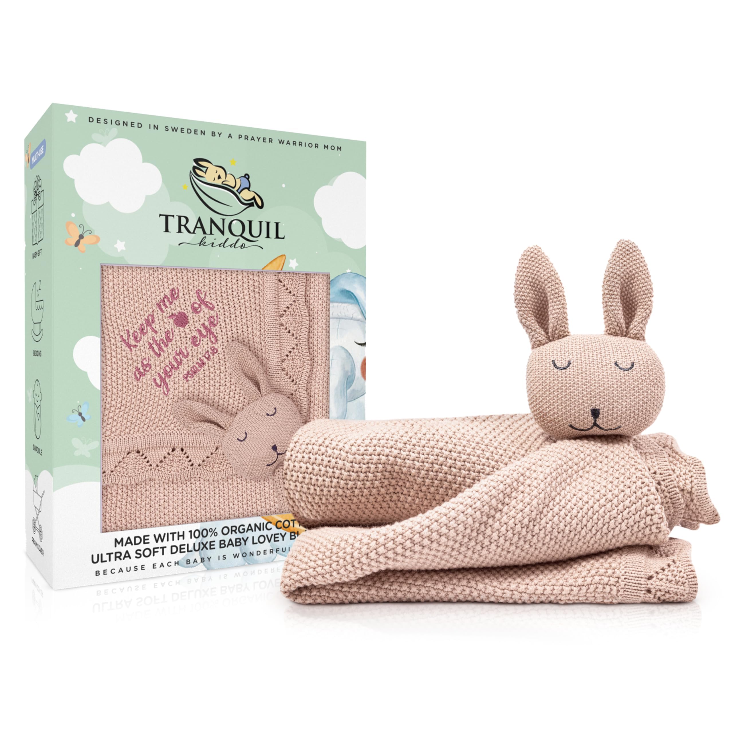 Manta orgánica para bebé para niños y niñas, edredón de felpa para bebés recién nacidos, algodón de punto súper suave y cálido, mantas para cochecito de bebé, regalos cristianos para