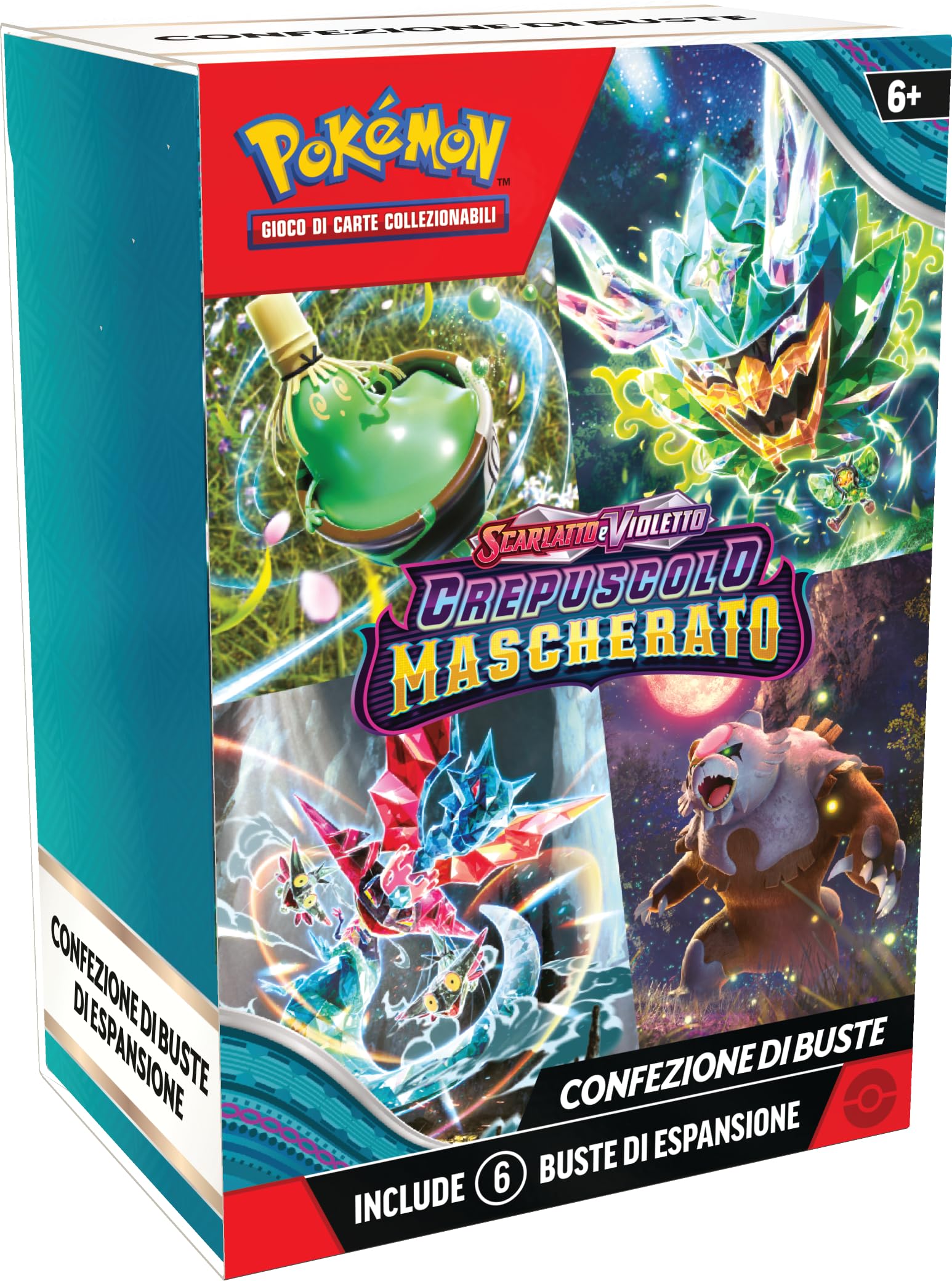 Confezione di buste dell’espansione Scarlatto e Violetto - Crepuscolo Mascherato del GCC Pokémon (sei buste di espansione), edizione in italiano