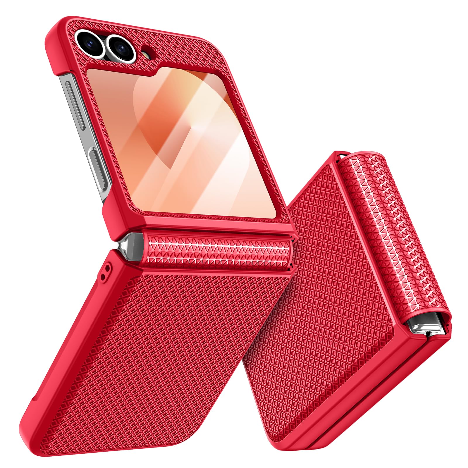 Doeshine Case for Samsung Galaxy Z Flip 6 with Hinge Protection & Screen Protector, Non-Slip Texture, Hard PC Military Shockproof Protective Case, Scratch-Resistant Rugged Cover for Galaxy Z Flip 6