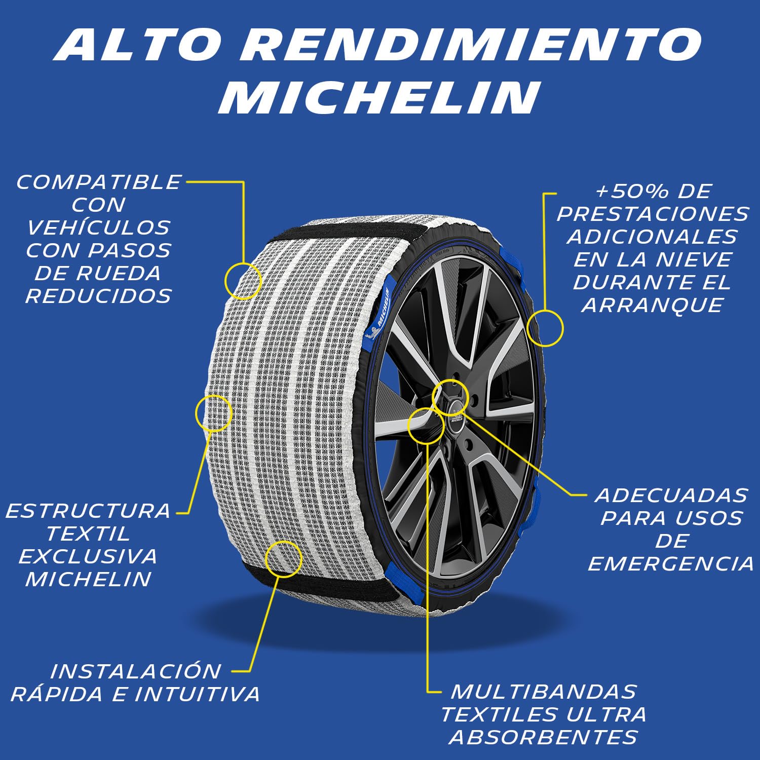 MICHELIN 008419 SOS GRIP Cadenas de nieve textiles Coche, Fundas de nieve para neumáticos, EVO 9
