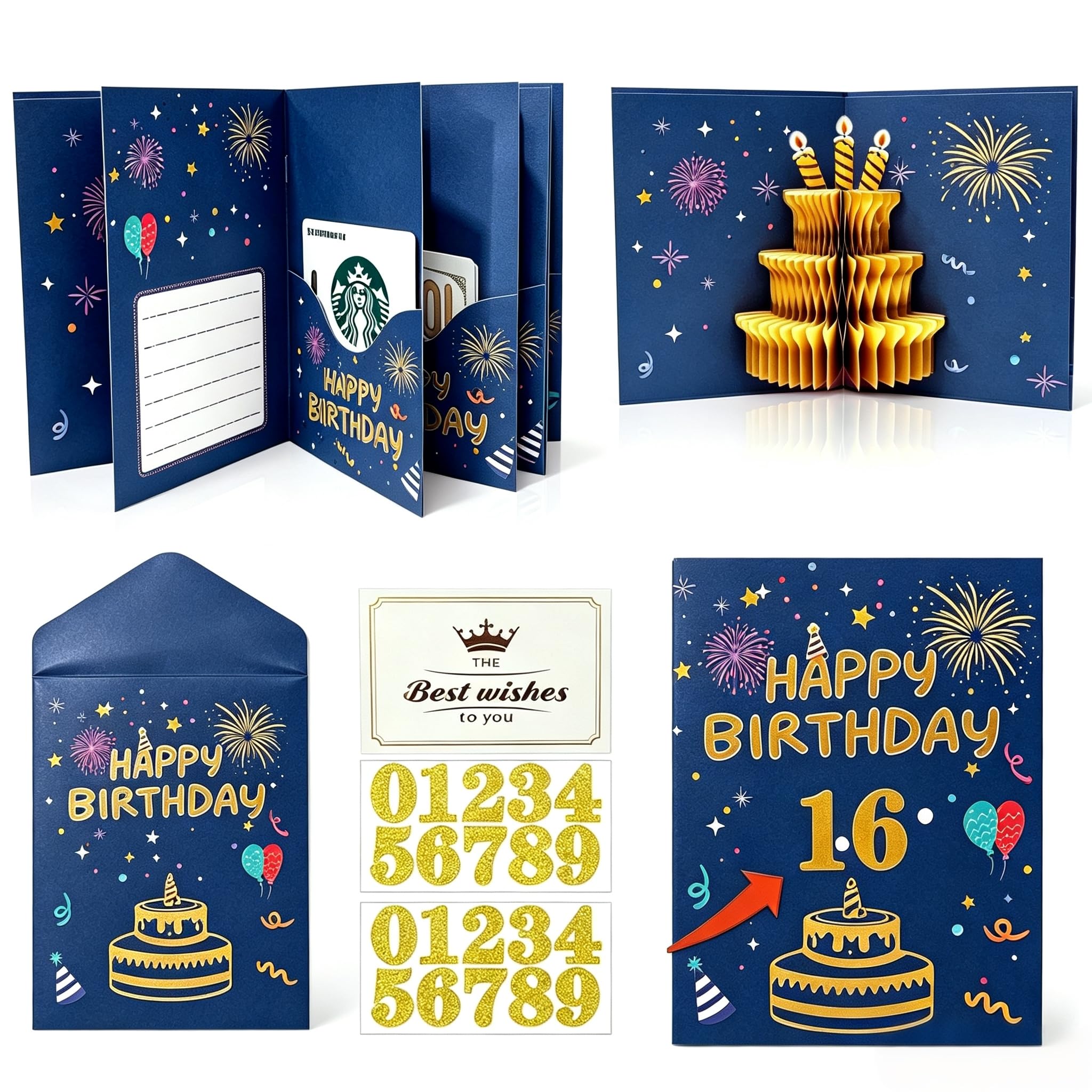 3D Birthday Gift Card Holder Unique Money Gift Card Book with Envelopes