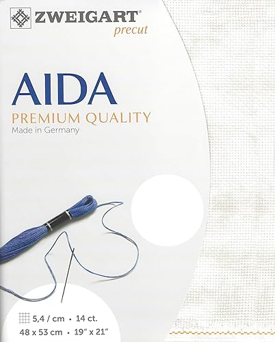 Precortado Zweigart Stern-Aida - 14 unidades color blanco antiguo 3706101 Lienzo de costura tejido de punto de cruz lona bordada 100 algodón